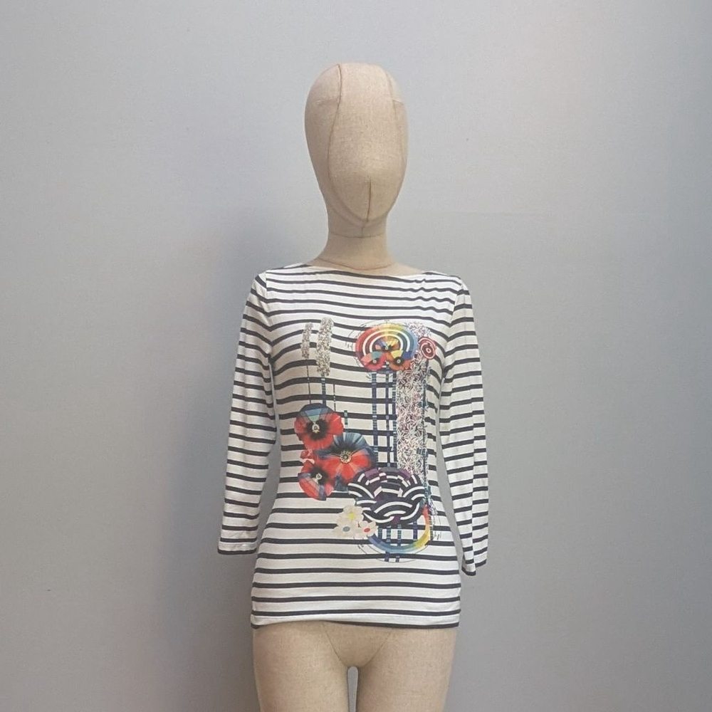 Mary Katrantzou Striped Multicolor Long Sleeve Top - Small